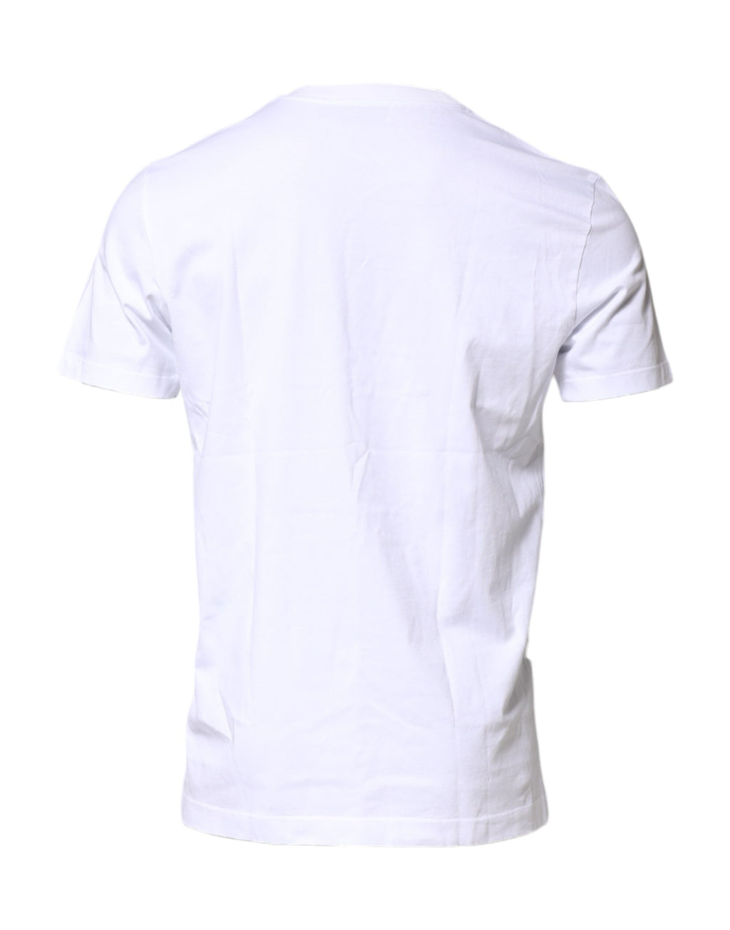 Dolce & Gabbana White Cotton Crew-Neck T-Shirt with Logo Patch