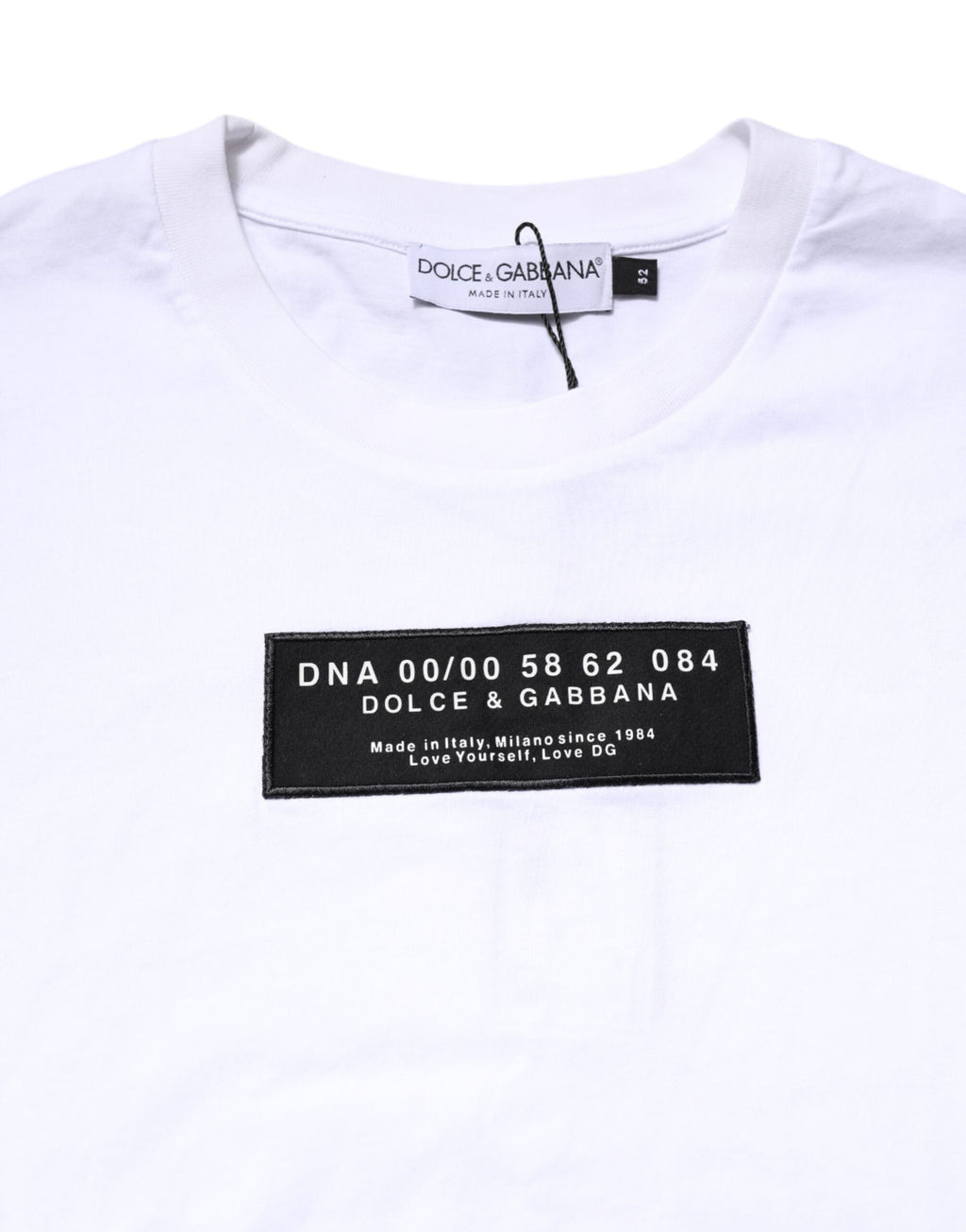 Dolce & Gabbana White Cotton Crew-Neck T-Shirt with Logo Patch