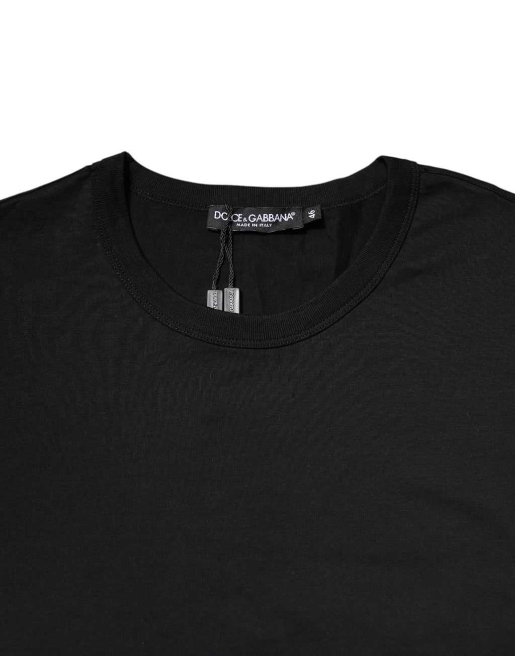 Dolce & Gabbana Schwarzes Baumwoll-T-Shirt mit kurzen Ärmeln und Rundhalsausschnitt