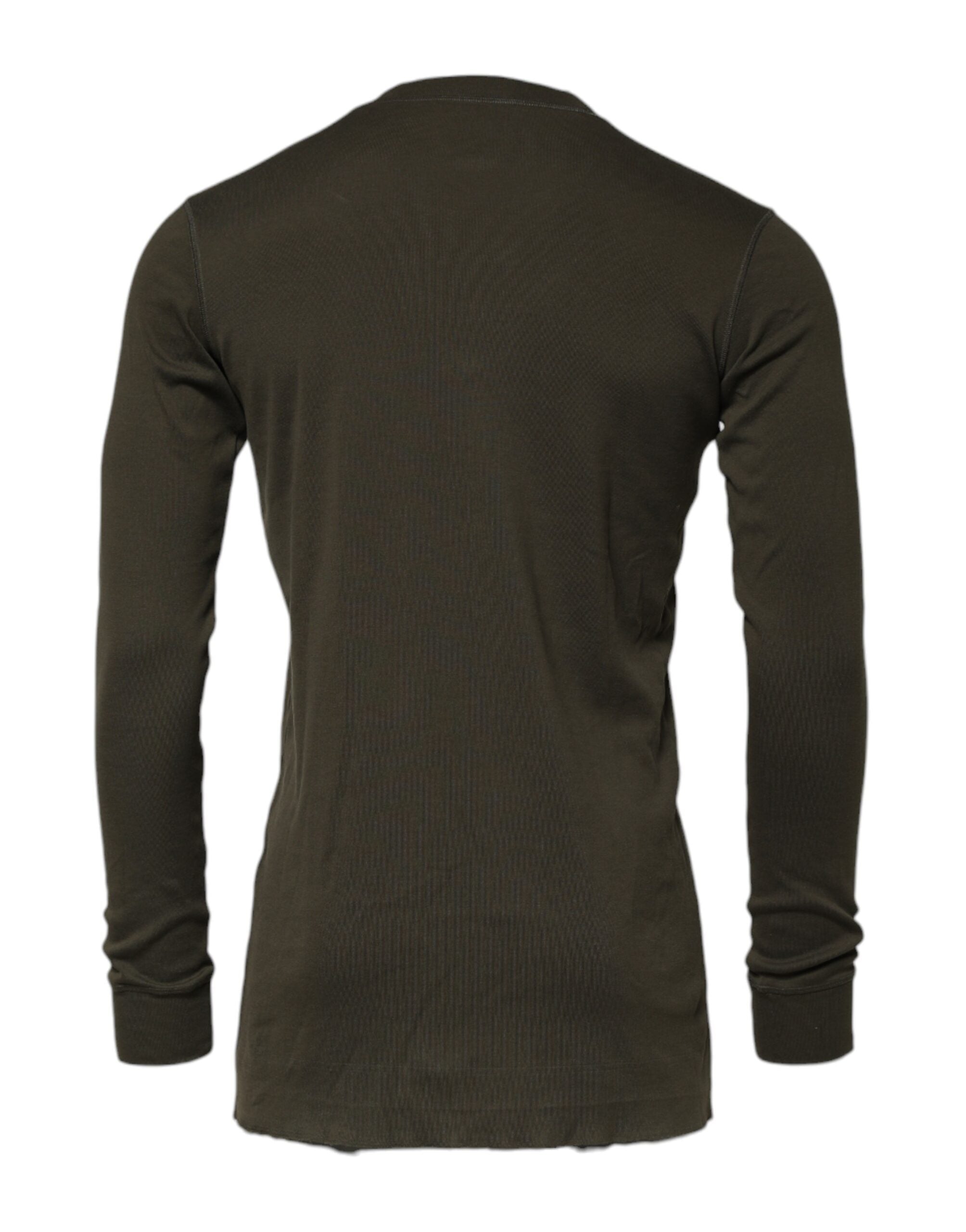 Dolce & Gabbana Dark Green Long-Sleeved Crew-Neck T-Shirt