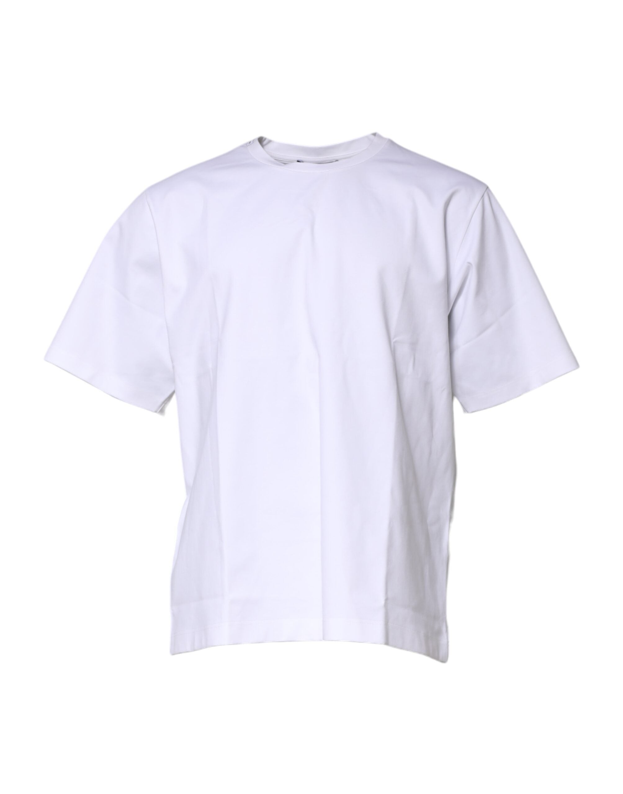 Dolce & Gabbana Weißes Baumwoll-T-Shirt mit kurzen Ärmeln und Rundhalsausschnitt
