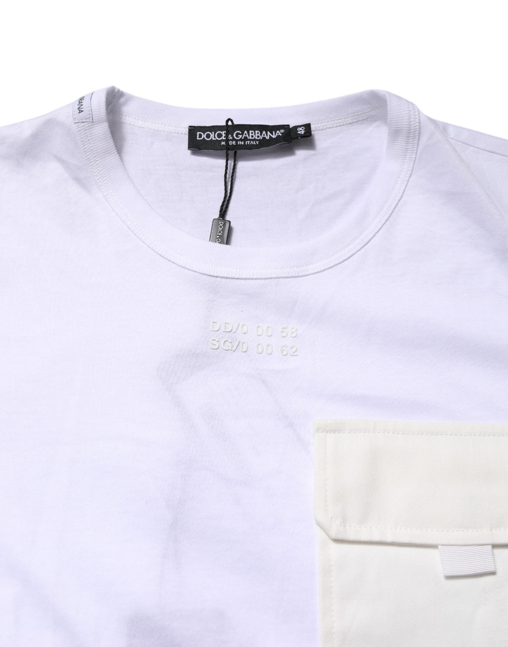 Dolce & Gabbana Weißes Baumwolltaschen-T-Shirt mit kurzen Ärmeln