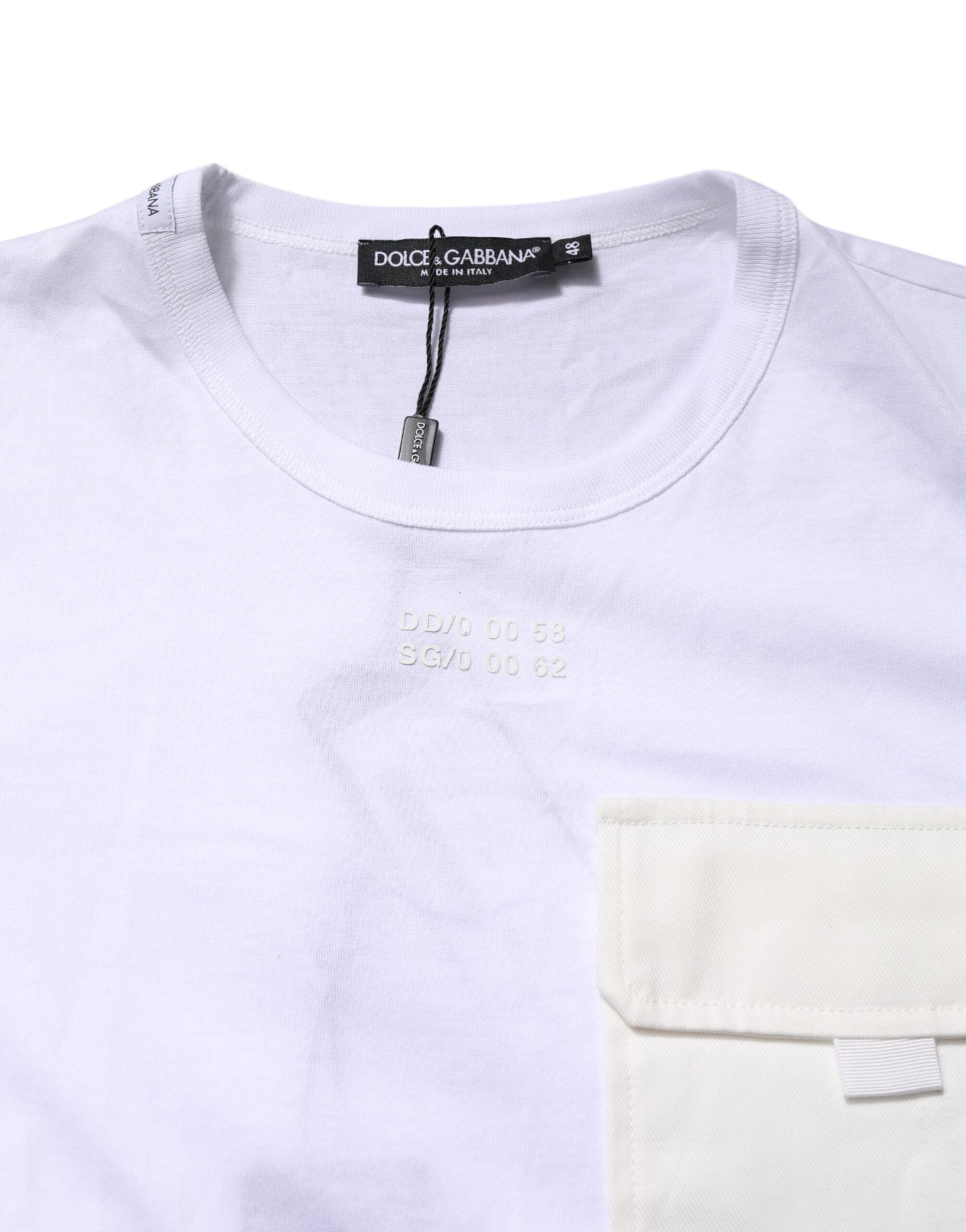 Dolce & Gabbana Weißes Baumwolltaschen-T-Shirt mit kurzen Ärmeln
