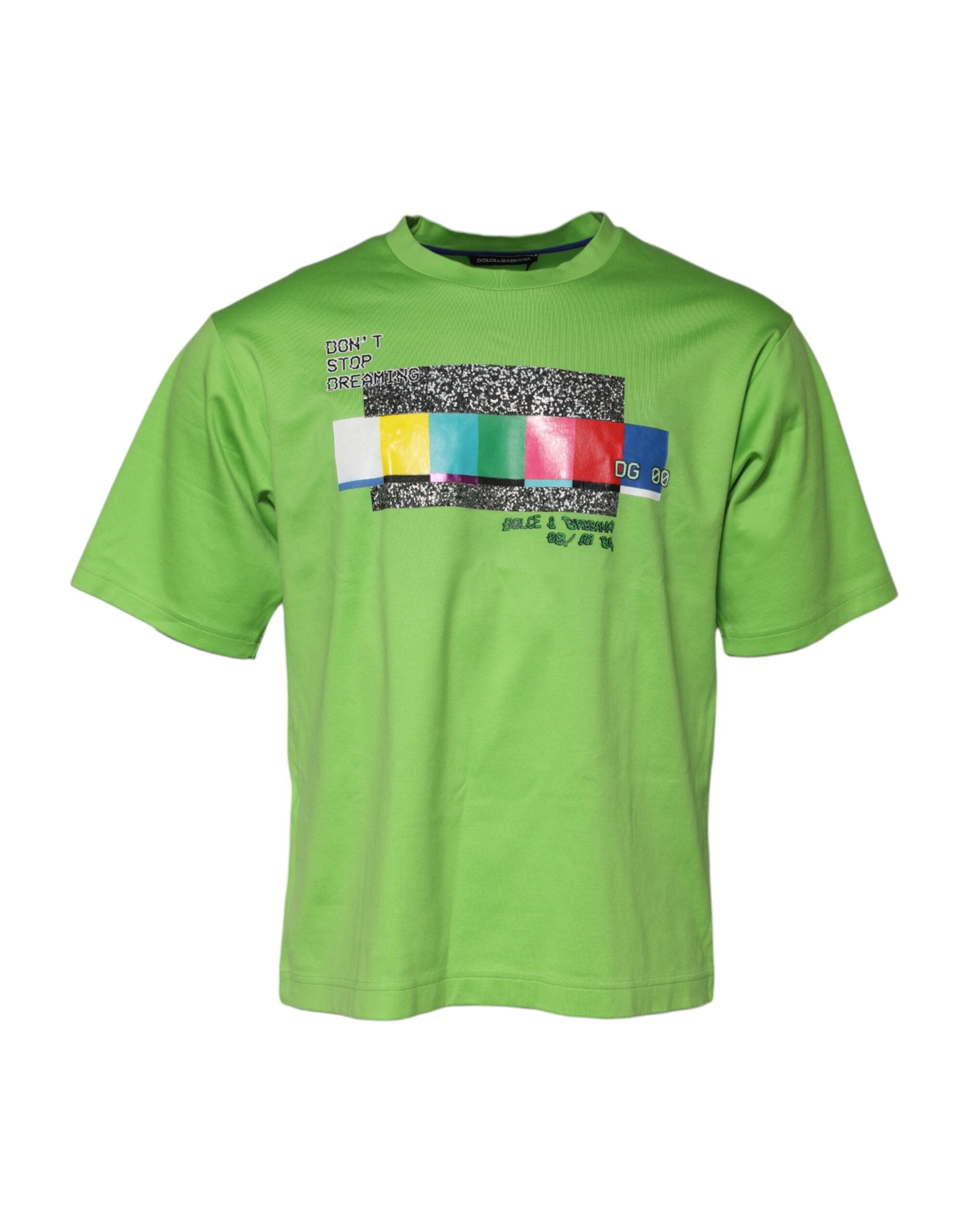Dolce & Gabbana Grünes T-Shirt mit Rundhalsausschnitt und Grafikdruck