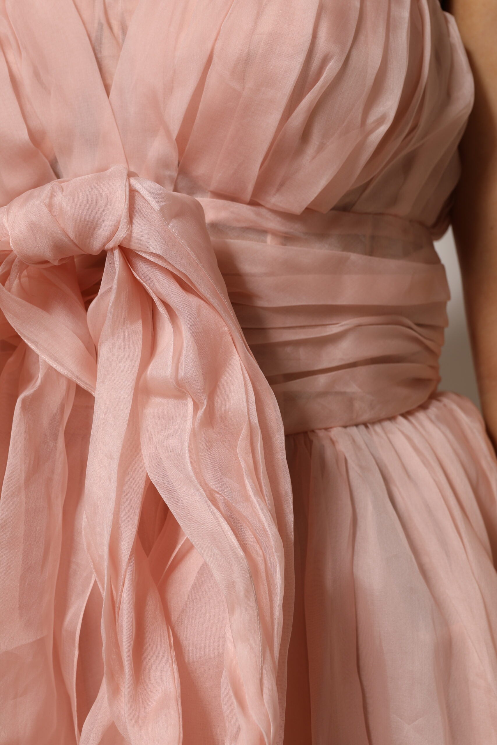 Dolce & Gabbana Pink Silk Chiffon A-Line Pleated Midi Dress
