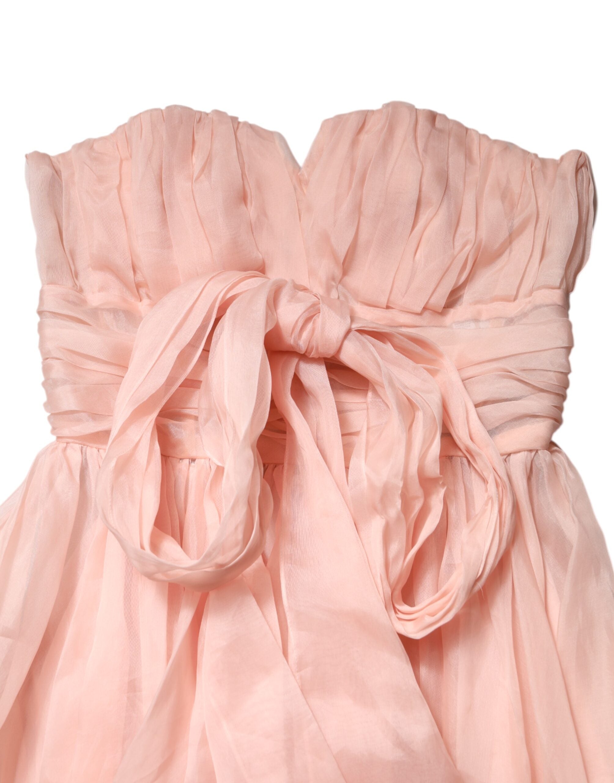 Dolce & Gabbana Pink Silk Chiffon A-Line Pleated Midi Dress
