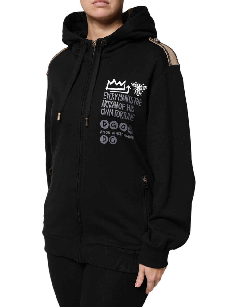 Dolce & Gabbana Black Logo Zip-Up Hoodie