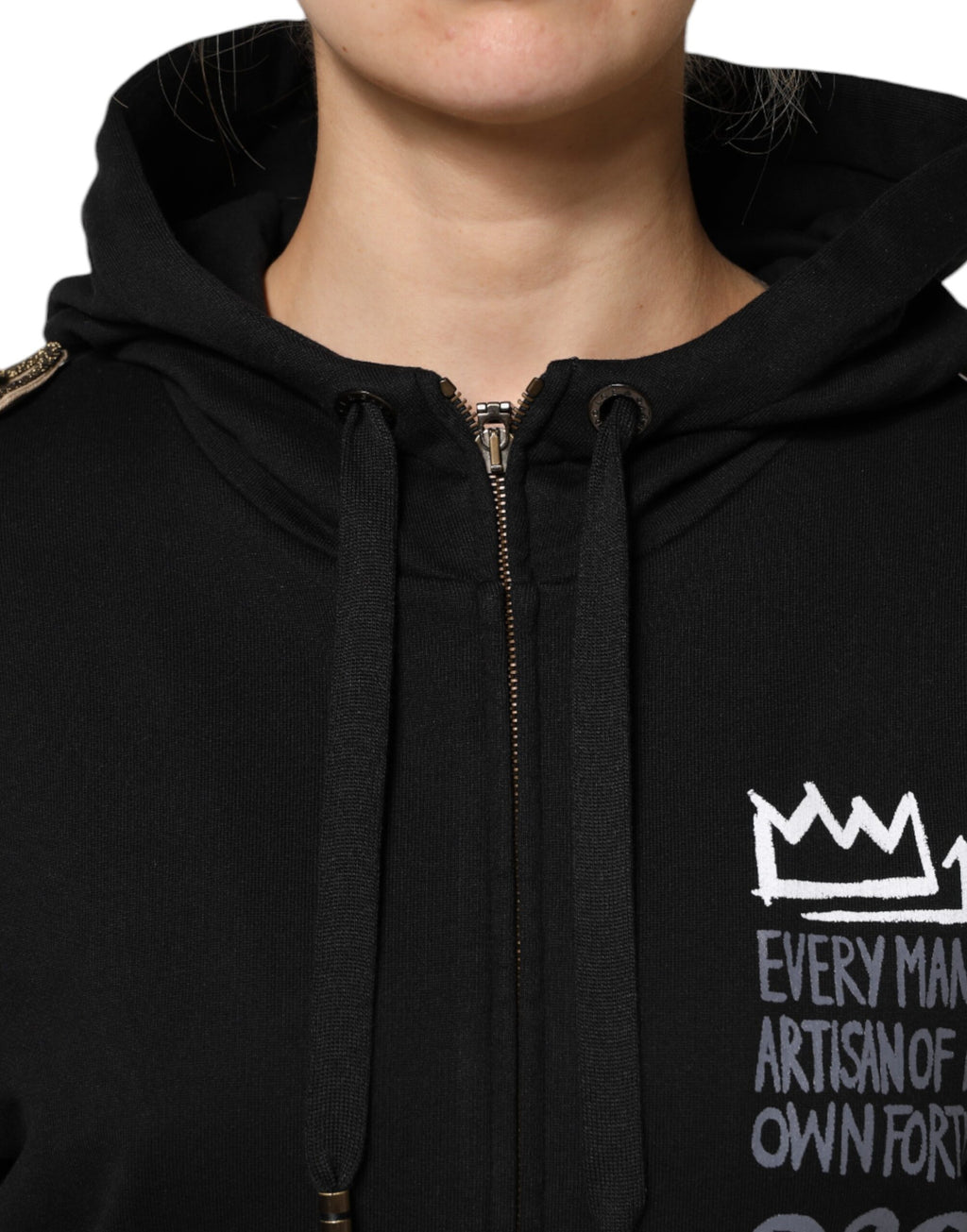 Dolce & Gabbana Black Logo Zip-Up Hoodie
