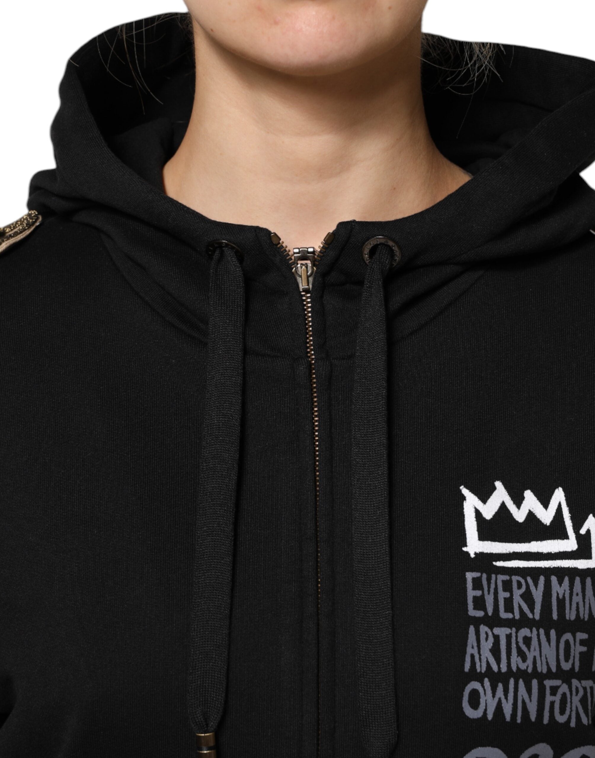 Dolce & Gabbana Black Logo Zip-Up Hoodie