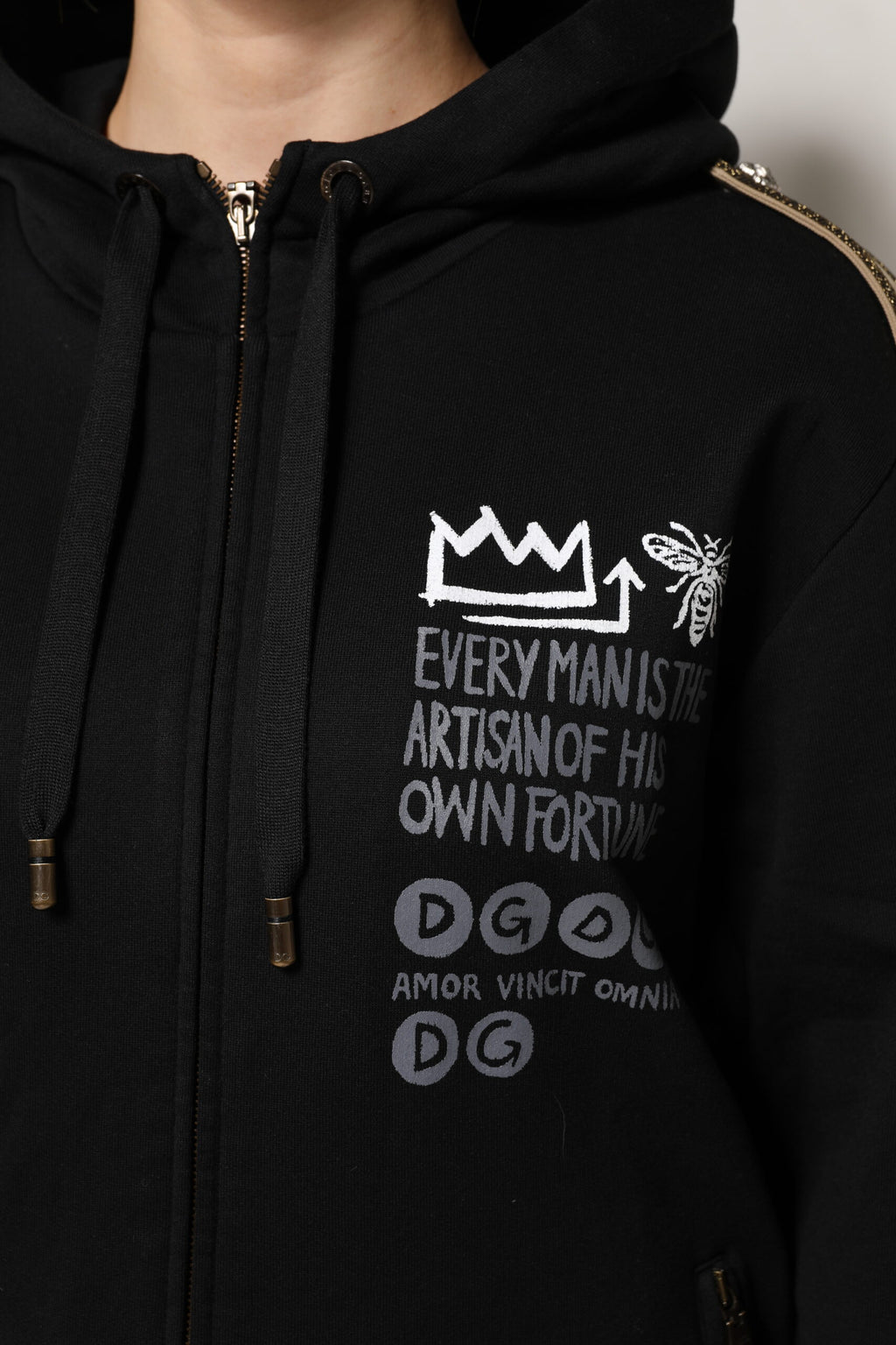 Dolce & Gabbana Black Logo Zip-Up Hoodie