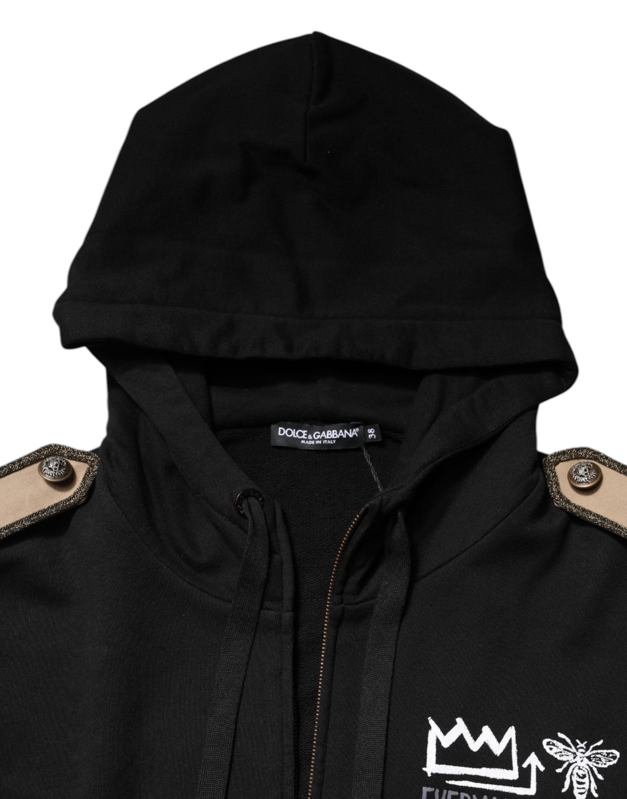 Dolce & Gabbana Black Logo Zip-Up Hoodie