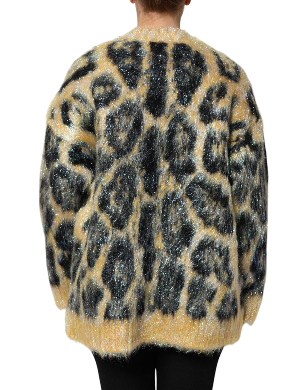 Dolce & Gabbana Multicolor Leopard Mohair Round Neck Sweater