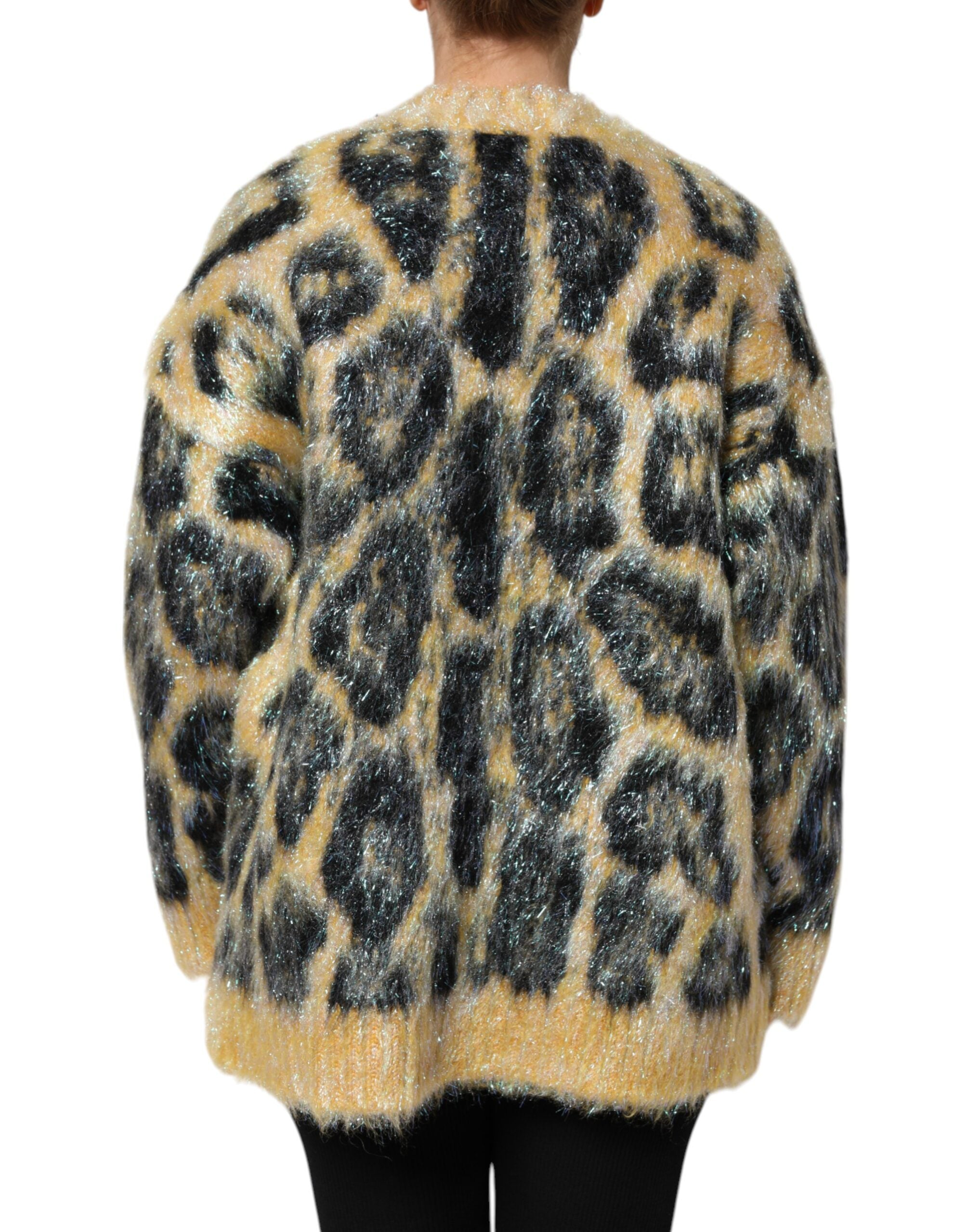 Dolce & Gabbana Multicolor Leopard Mohair Round Neck Sweater