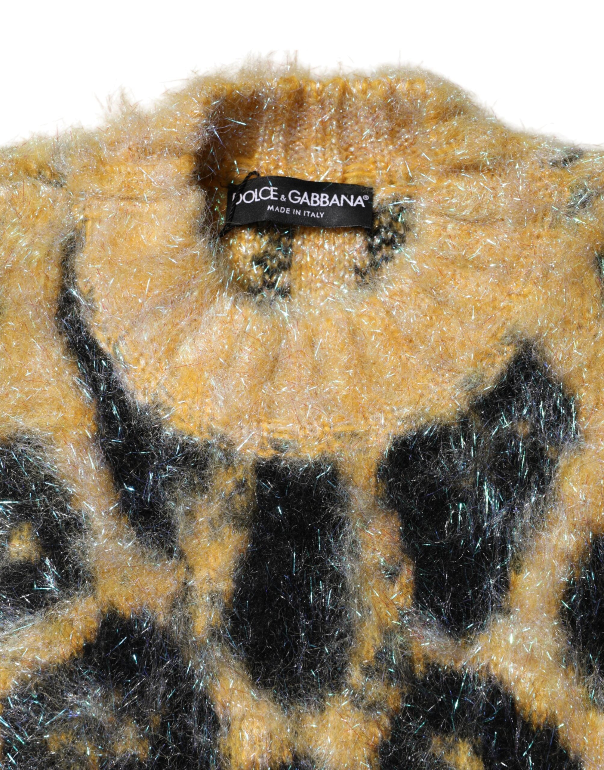 Dolce & Gabbana Multicolor Leopard Mohair Round Neck Sweater