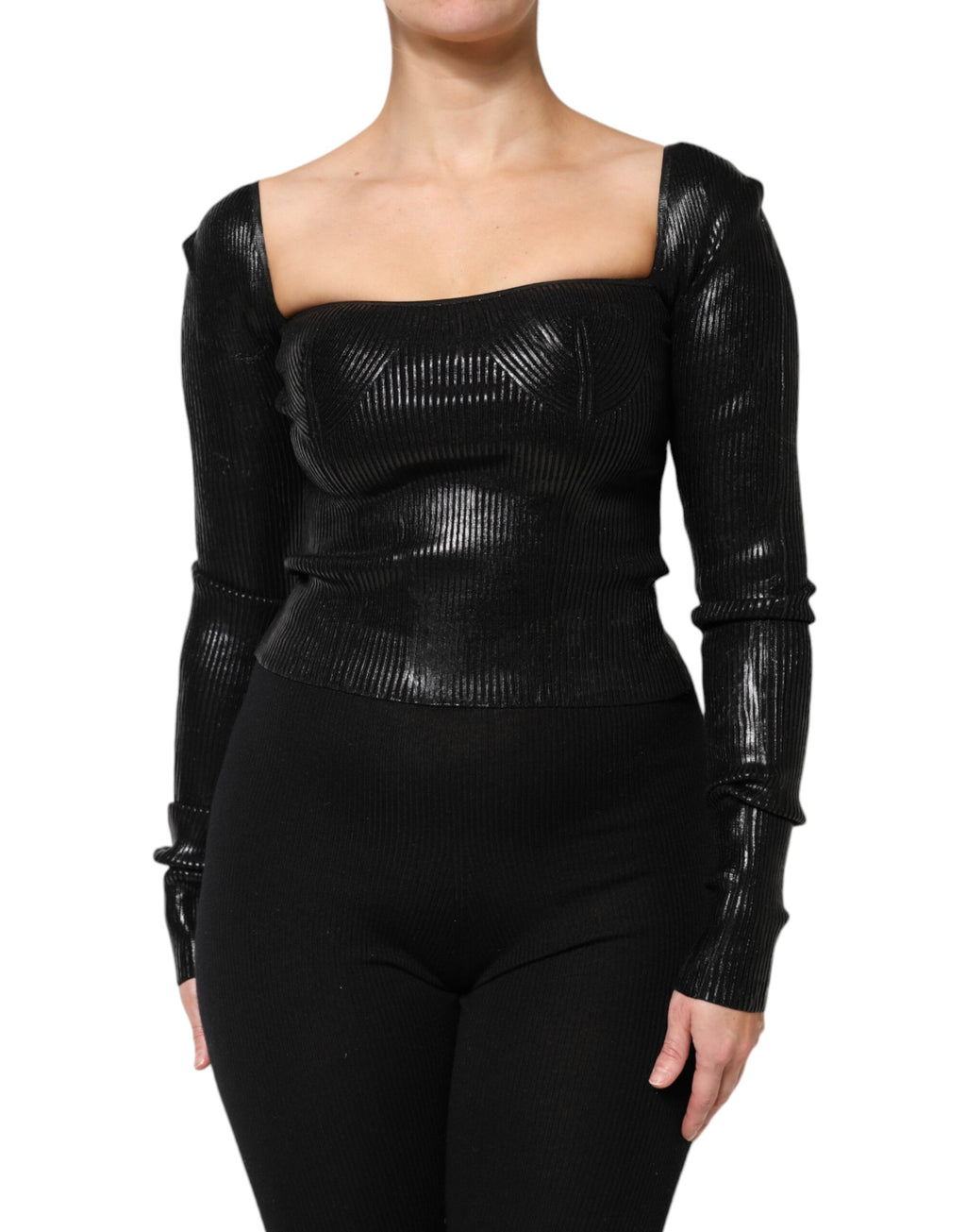 Dolce & Gabbana Black Viscose Long-Sleeve Blouse Top