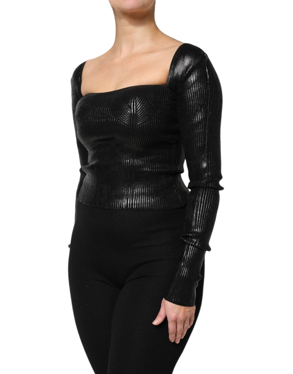 Dolce & Gabbana Black Viscose Long-Sleeve Blouse Top