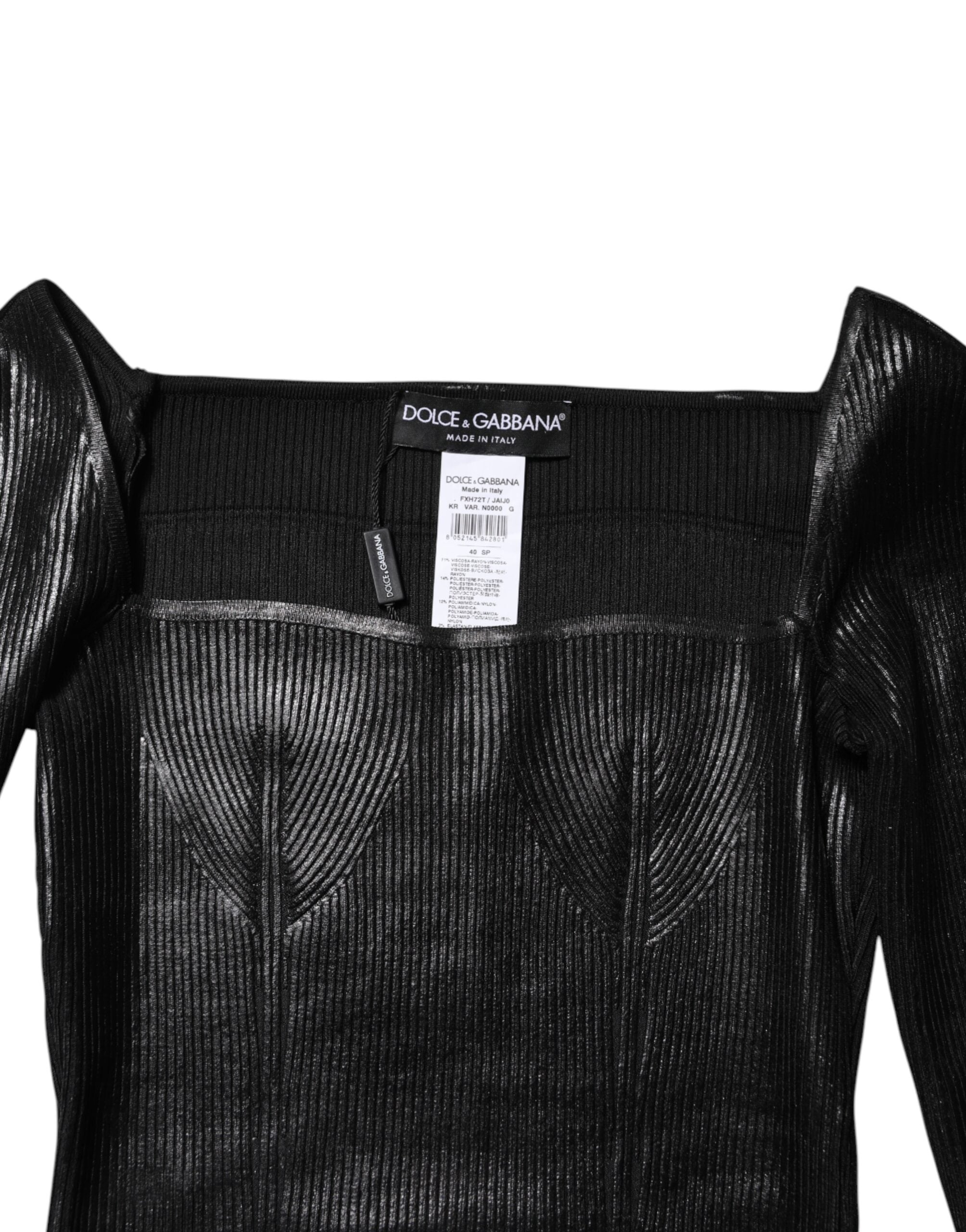 Dolce & Gabbana Black Viscose Long-Sleeve Blouse Top
