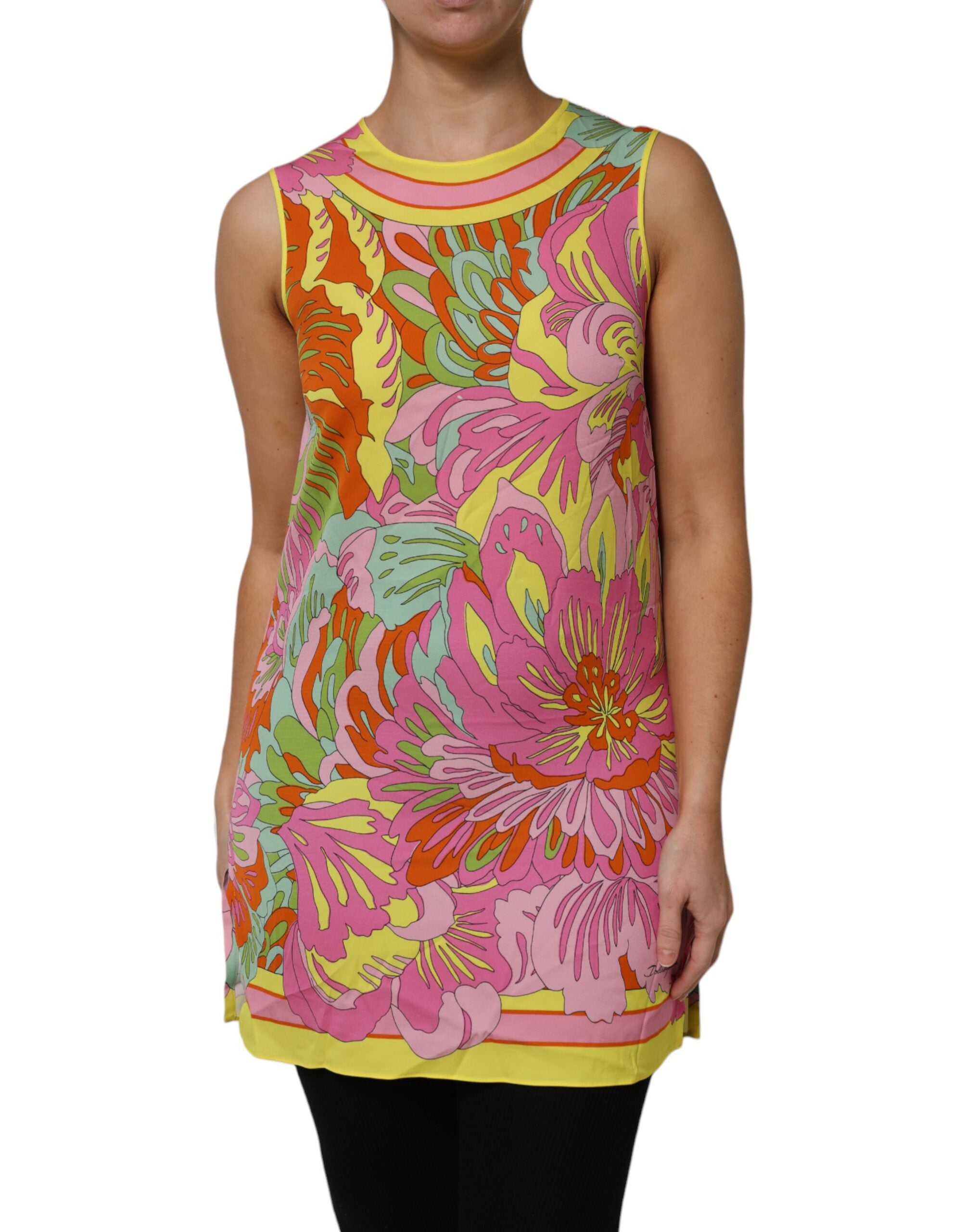 Dolce & Gabbana Multicolor Floral Rundhalsausschnitt Ärmelloses Top