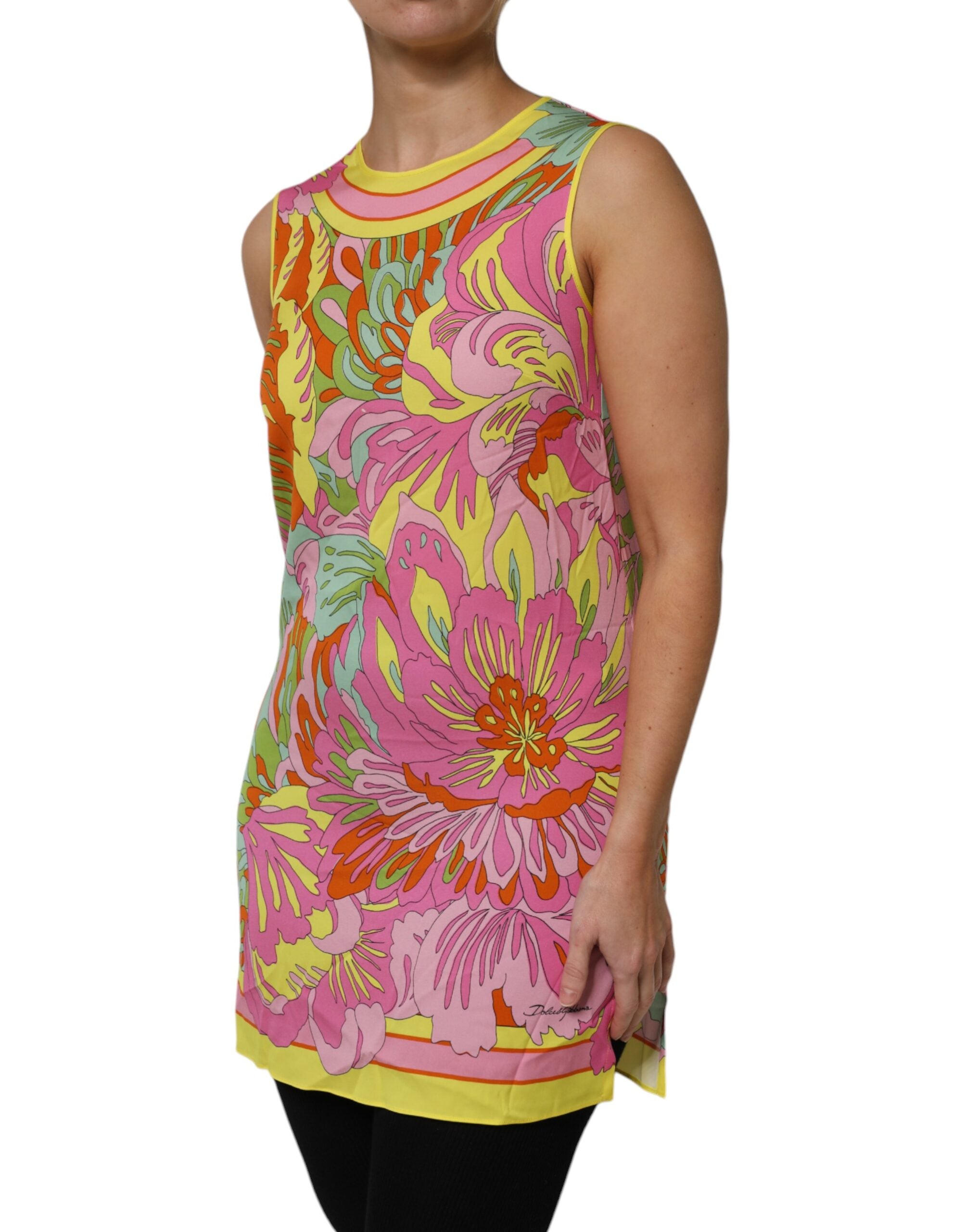 Dolce & Gabbana Multicolor Floral Rundhalsausschnitt Ärmelloses Top