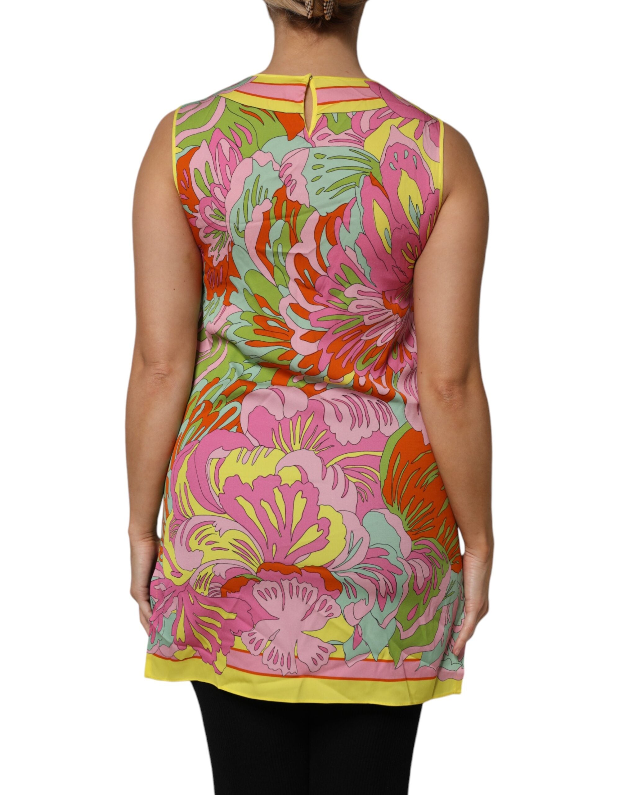 Dolce & Gabbana Multicolor Floral Rundhalsausschnitt Ärmelloses Top