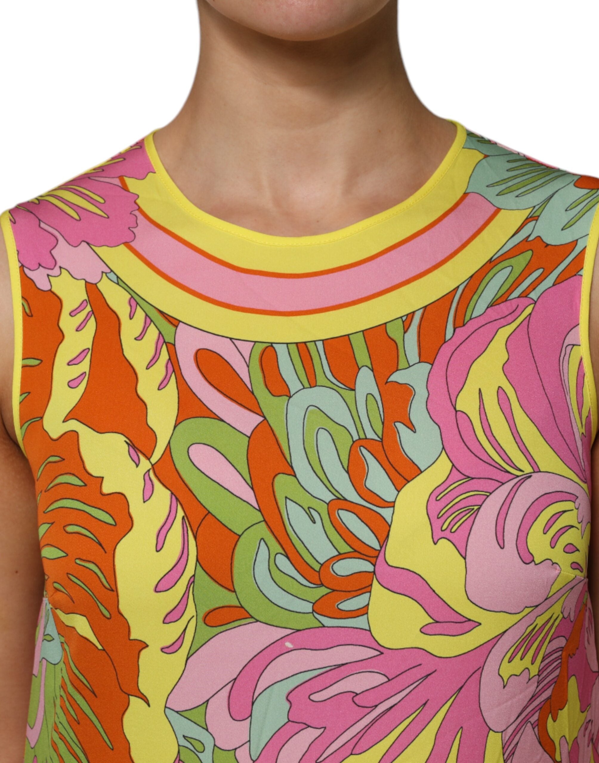 Dolce & Gabbana Multicolor Floral Rundhalsausschnitt Ärmelloses Top