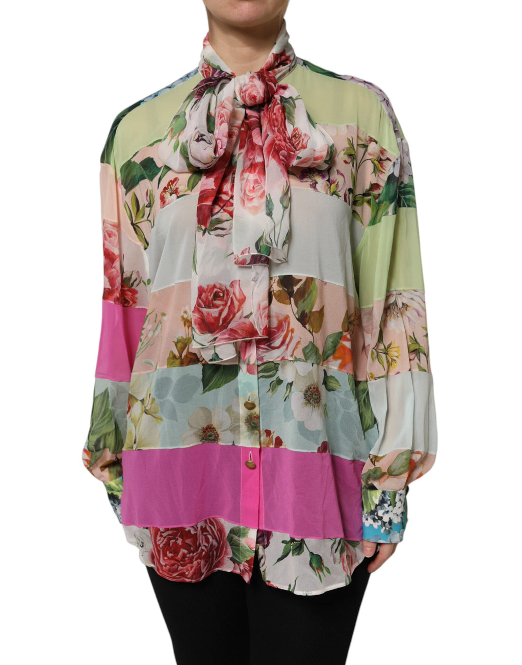 Dolce & Gabbana Multicolor Floral Patchwork Long-Sleeved T-Shirt