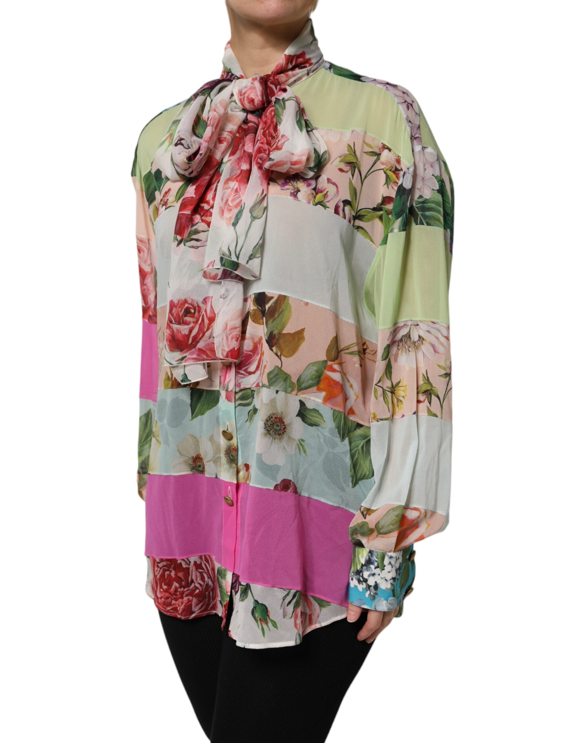 Dolce & Gabbana Multicolor Floral Patchwork Long-Sleeved T-Shirt