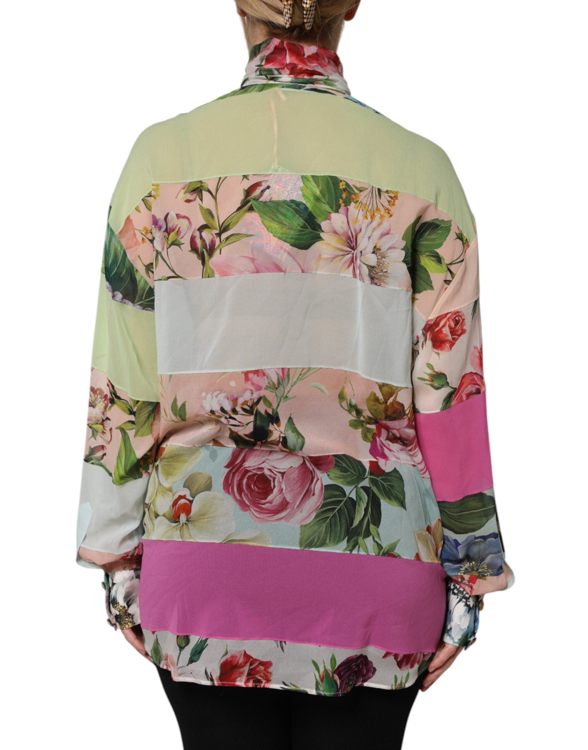 Dolce & Gabbana Multicolor Floral Patchwork Long-Sleeved T-Shirt