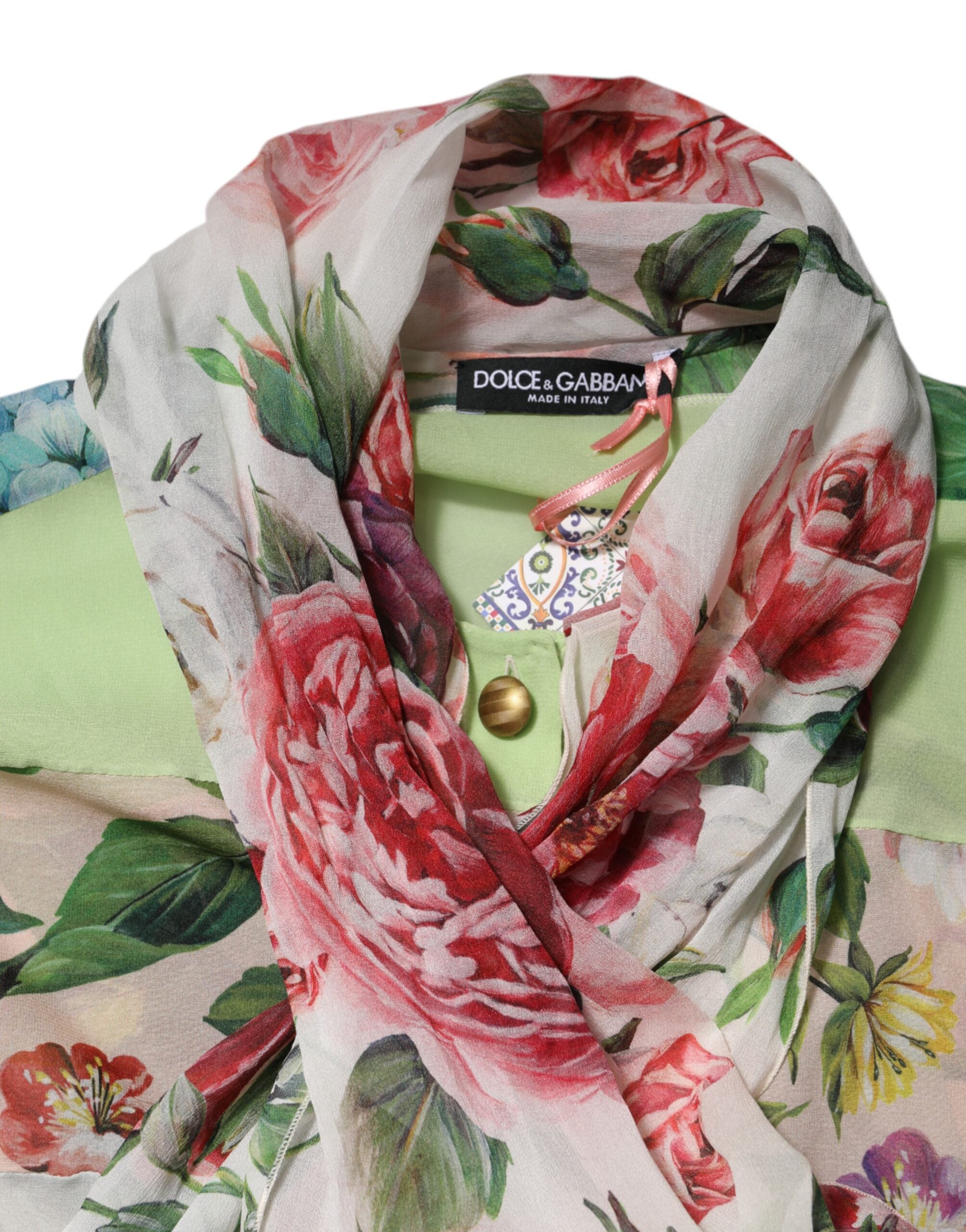 Dolce & Gabbana Multicolor Floral Patchwork Long-Sleeved T-Shirt