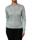 Dolce & Gabbana Light Green Silk Knit Cardigan with Button Placket