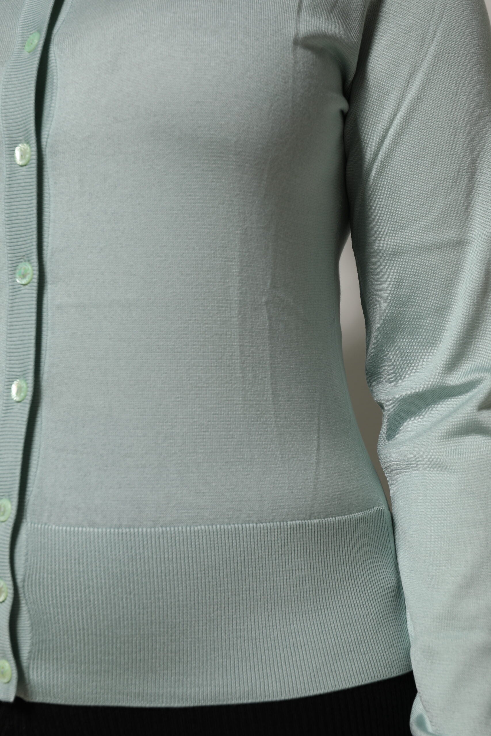 Dolce & Gabbana Light Green Silk Knit Cardigan with Button Placket
