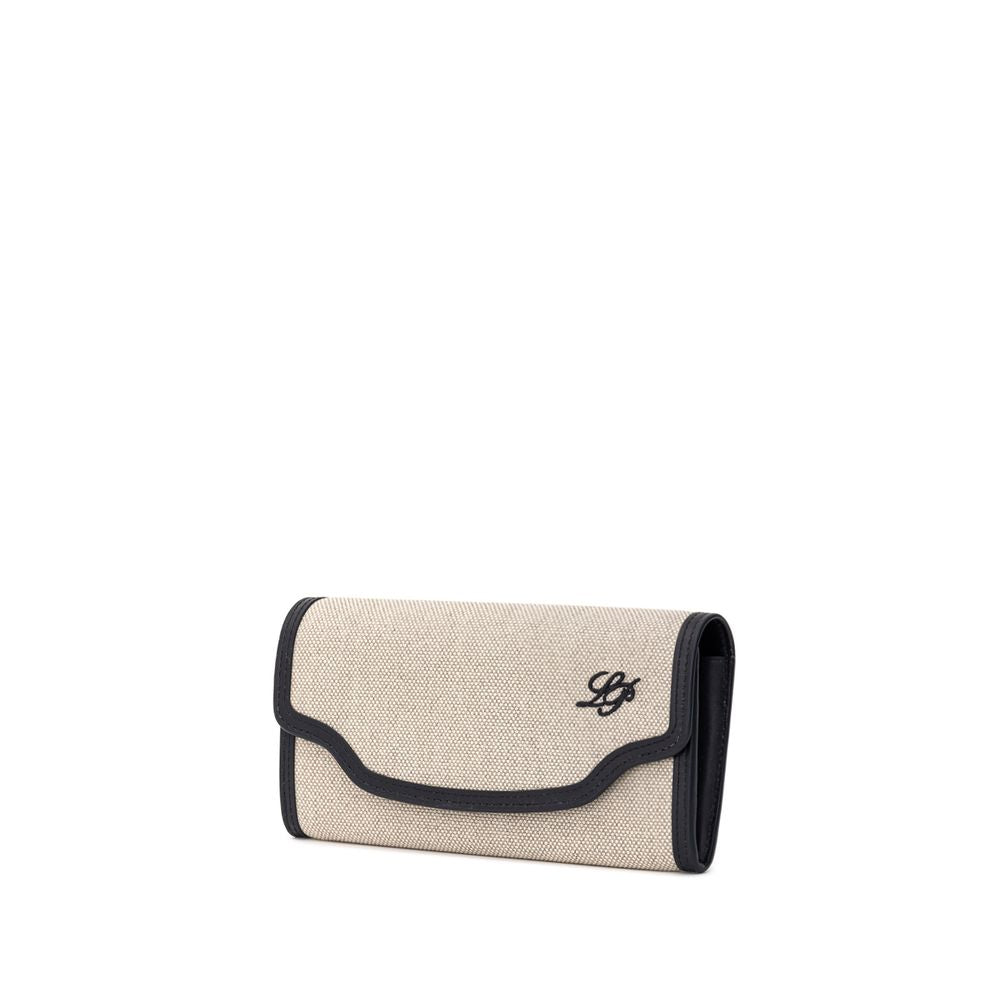 Loro Piana Beige Stoff und Leder Brieftasche