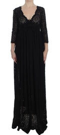 Dolce & Gabbana Schwarzes Ricamo Maxikleid in voller Länge gestrickt