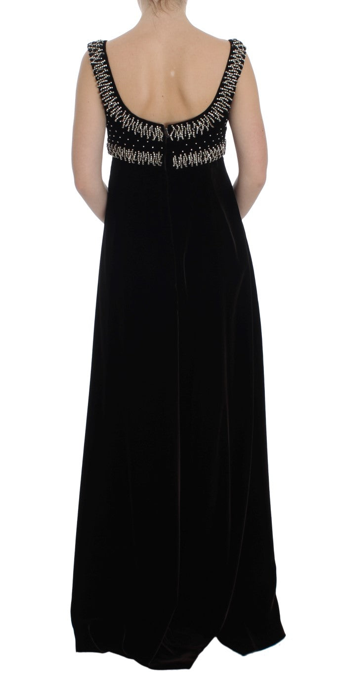 Dolce & Gabbana Braunes Samt-Kristall-Etuikleid