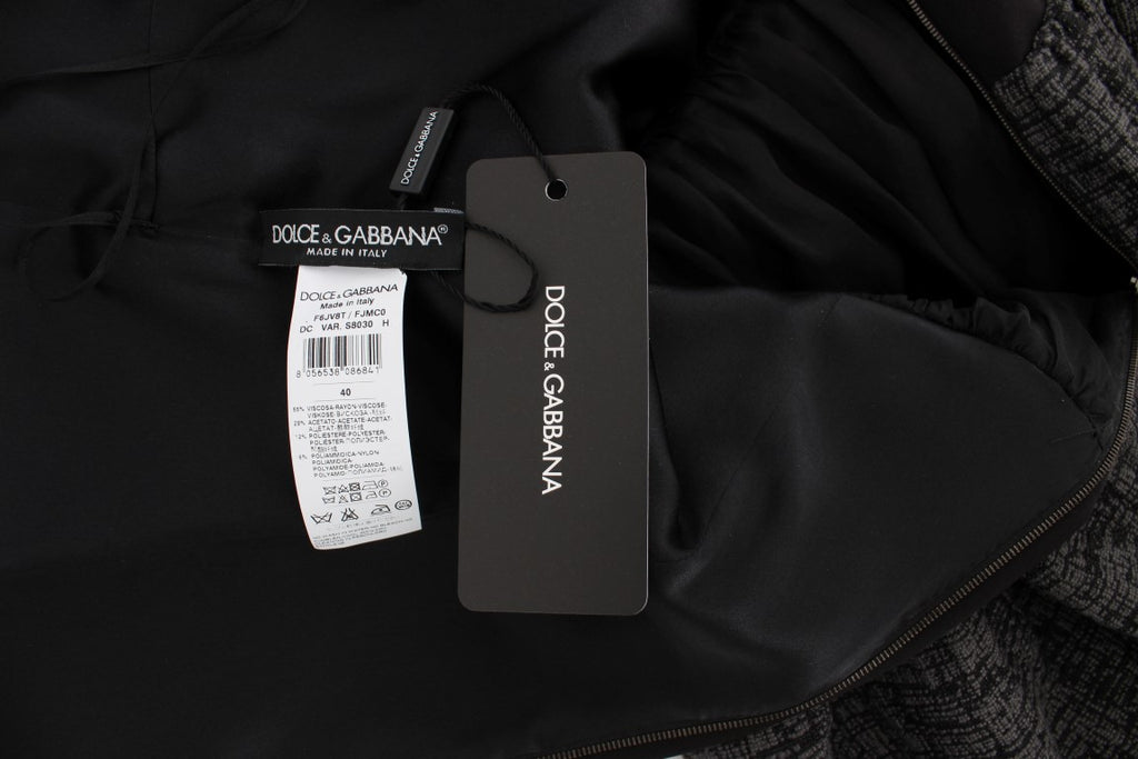 Dolce & Gabbana Schwarzes graues Etuikleid in voller Länge