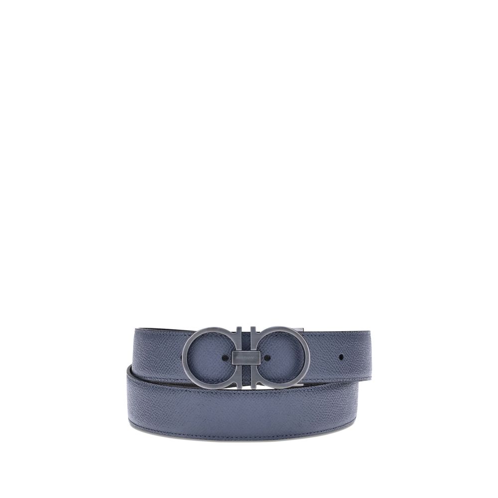 Ferragamo Blue Calfskin Belt Bos Taurus Regular