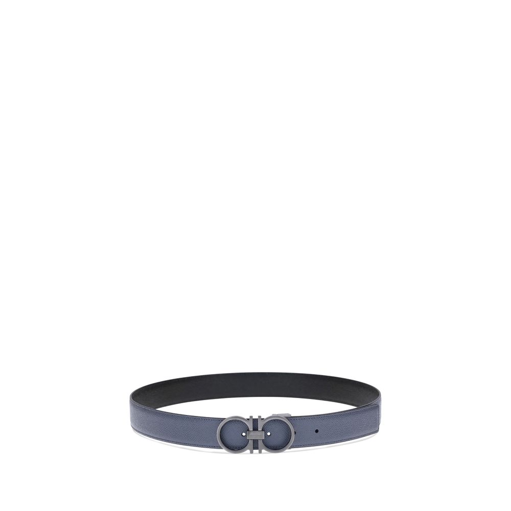 Ferragamo Blue Calfskin Belt Bos Taurus Regular