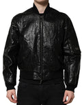 Dolce & Gabbana Black Logo Plaque Zip-Up Bomber Jacket