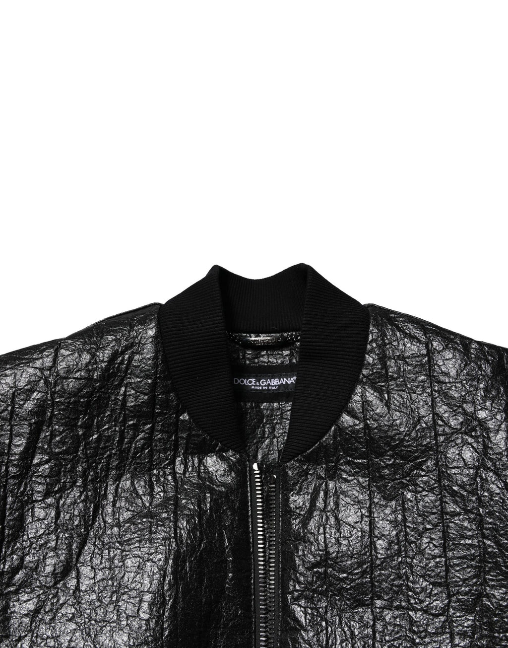 Dolce & Gabbana Black Logo Plaque Zip-Up Bomber Jacket