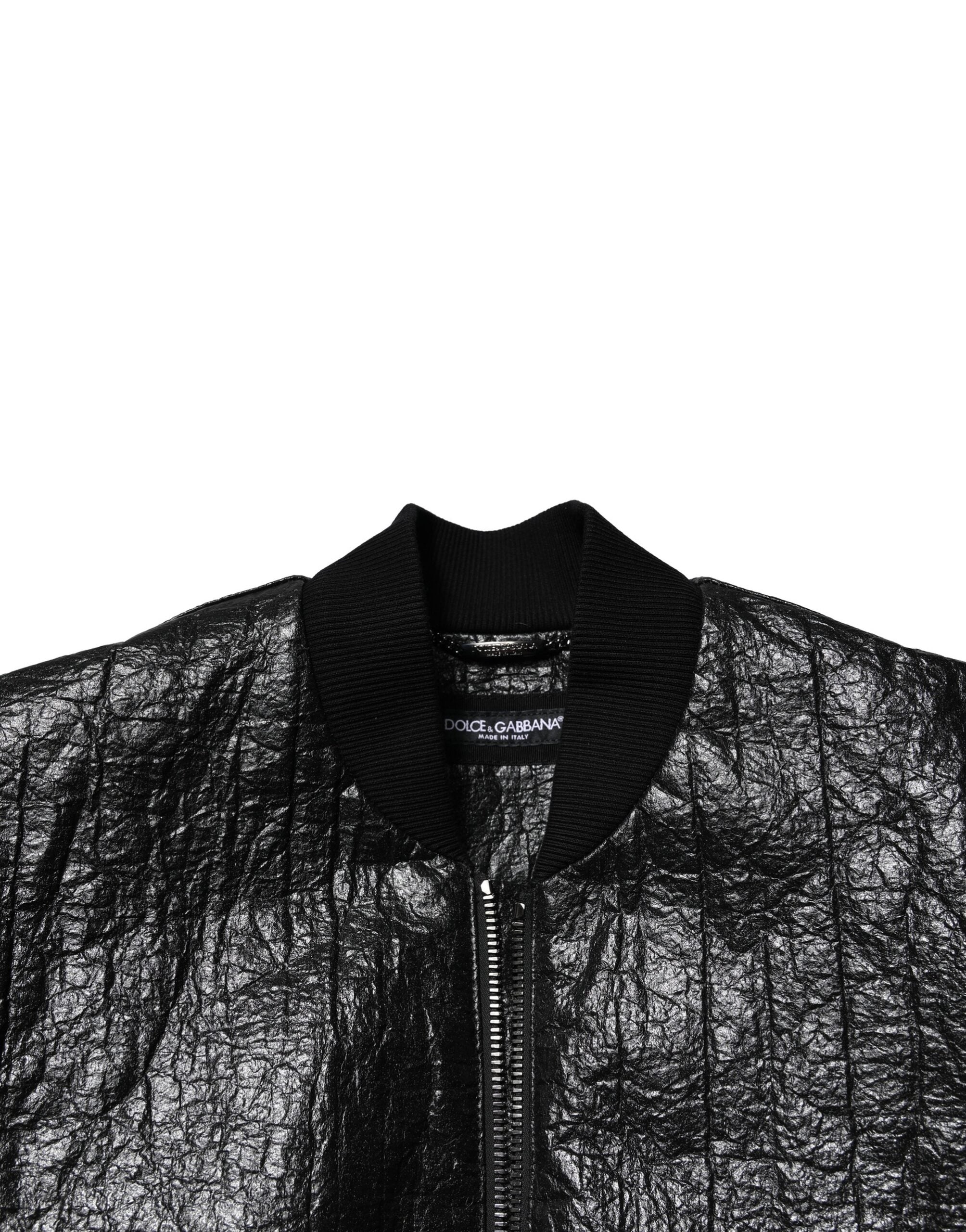Dolce & Gabbana Black Logo Plaque Zip-Up Bomber Jacket