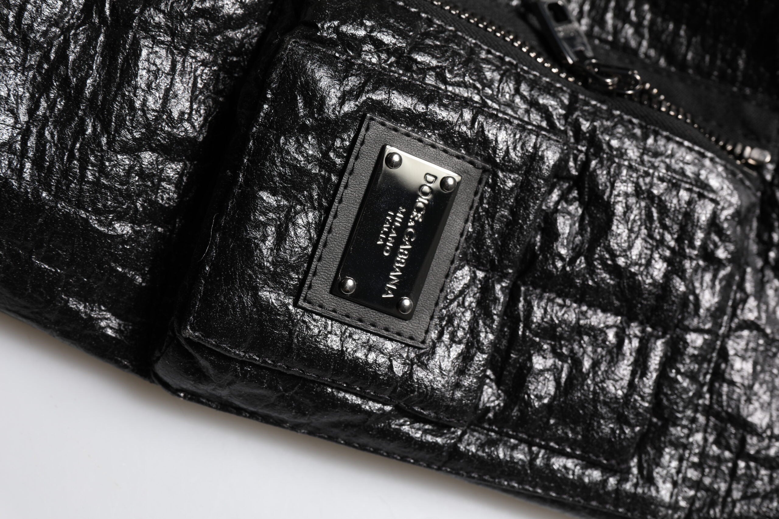 Dolce & Gabbana Black Logo Plaque Zip-Up Bomber Jacket