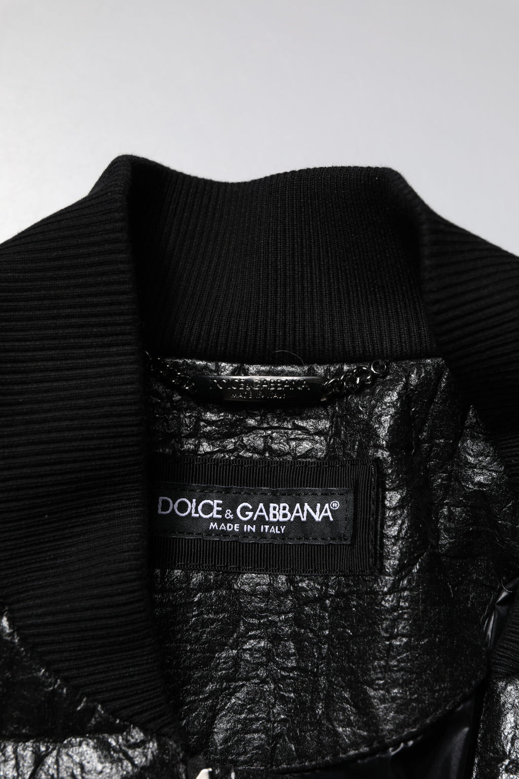 Dolce & Gabbana Black Logo Plaque Zip-Up Bomber Jacket