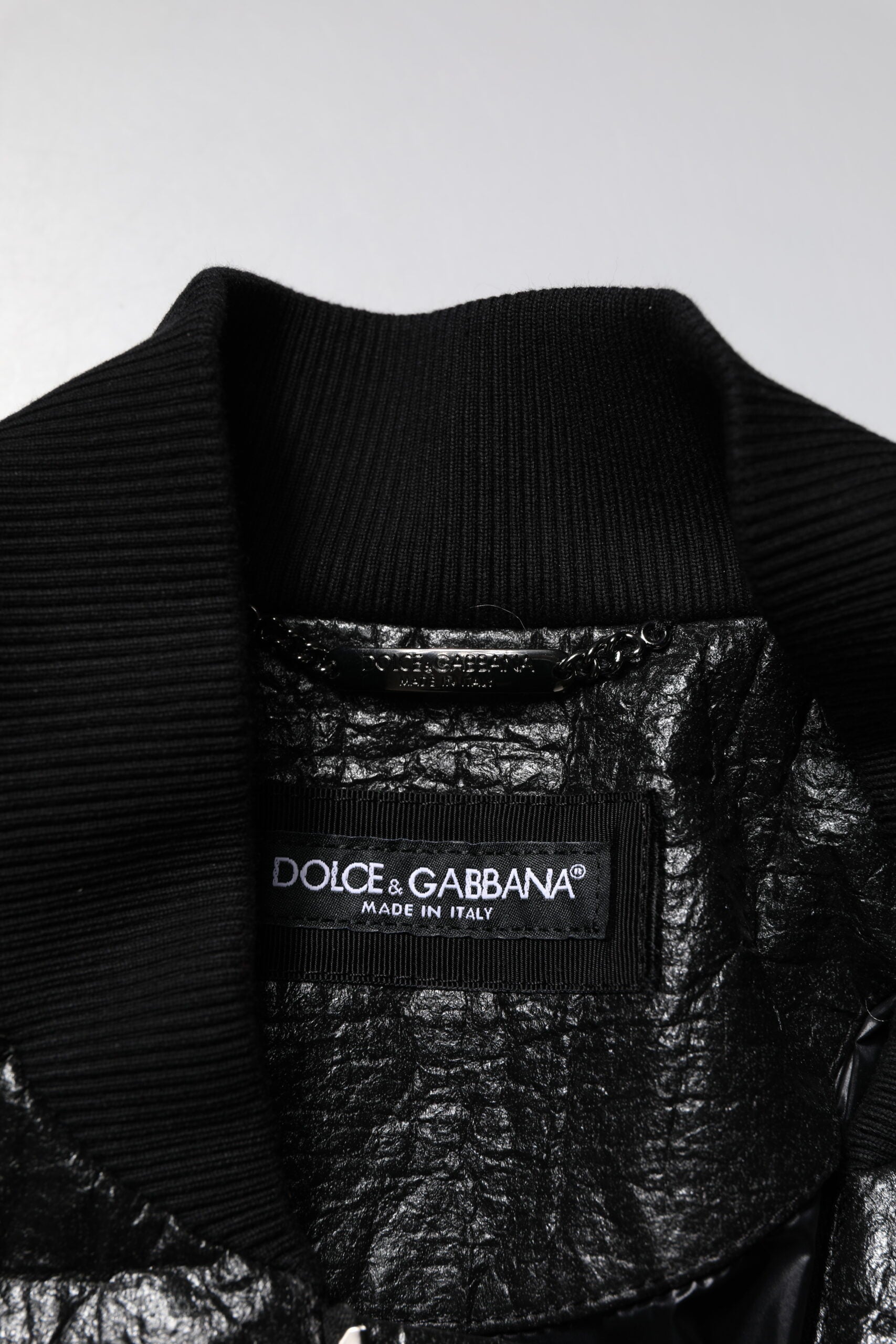 Dolce & Gabbana Black Logo Plaque Zip-Up Bomber Jacket