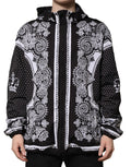 Dolce & Gabbana Schwarze Bandana Print Bomberjacke mit Kapuze