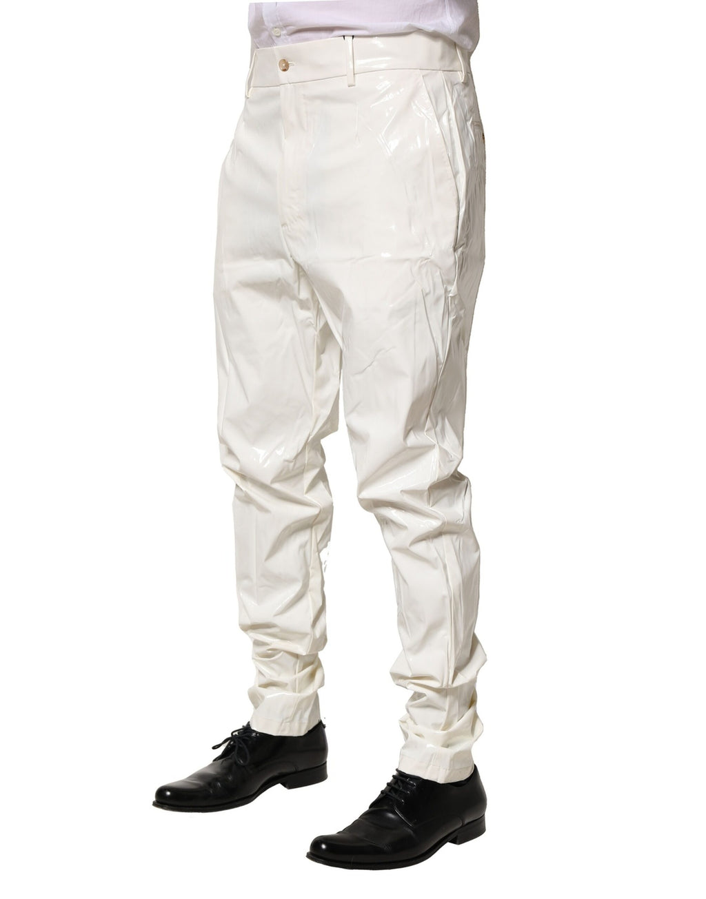 Dolce & Gabbana White Nylon Tapered Men's Trousers