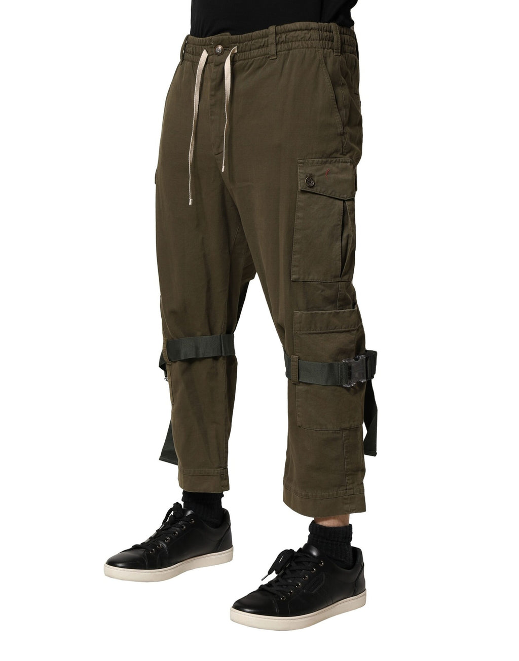 Dolce & Gabbana Brown Cotton Cargo Trousers with Drawstring