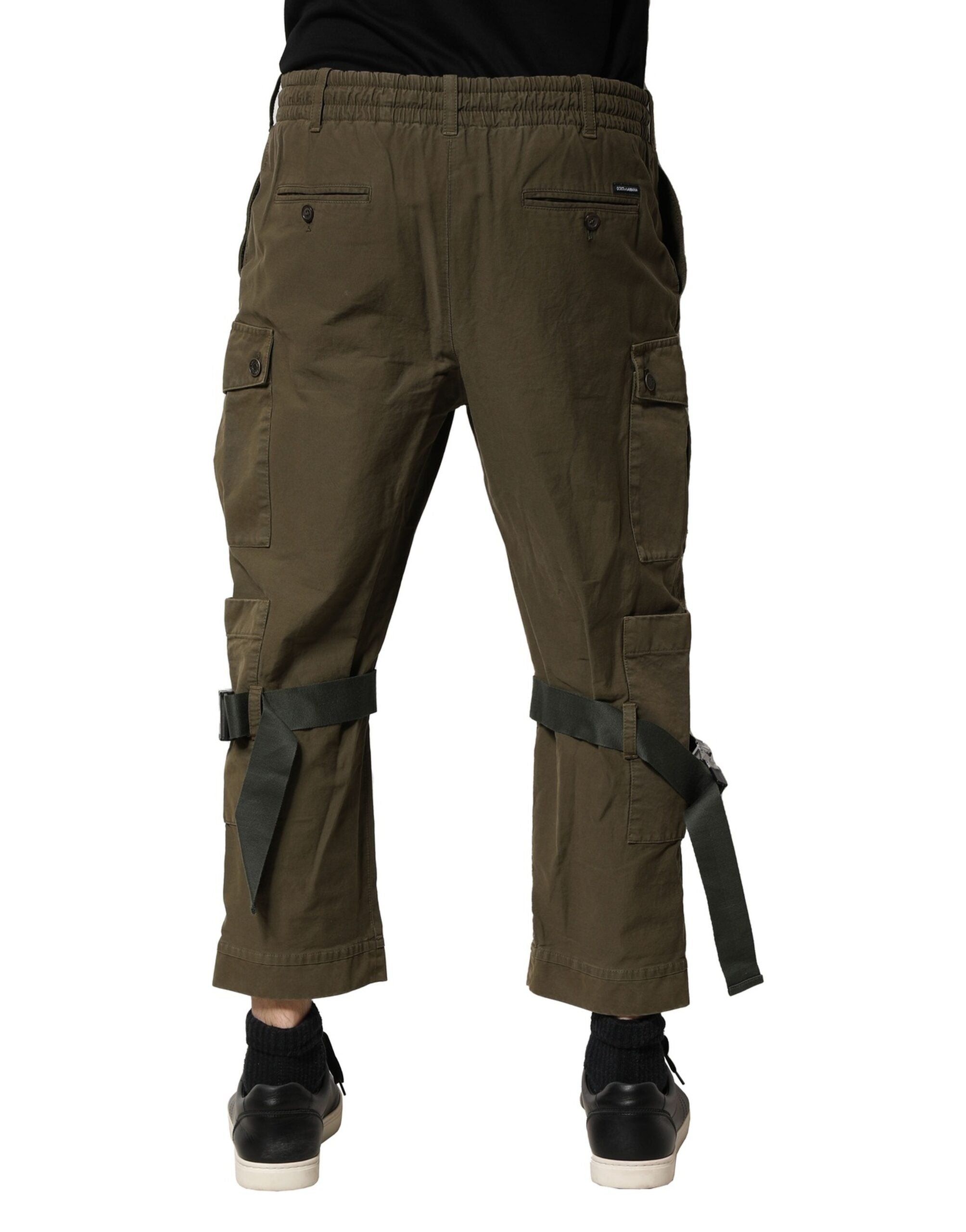Dolce & Gabbana Brown Cotton Cargo Trousers with Drawstring