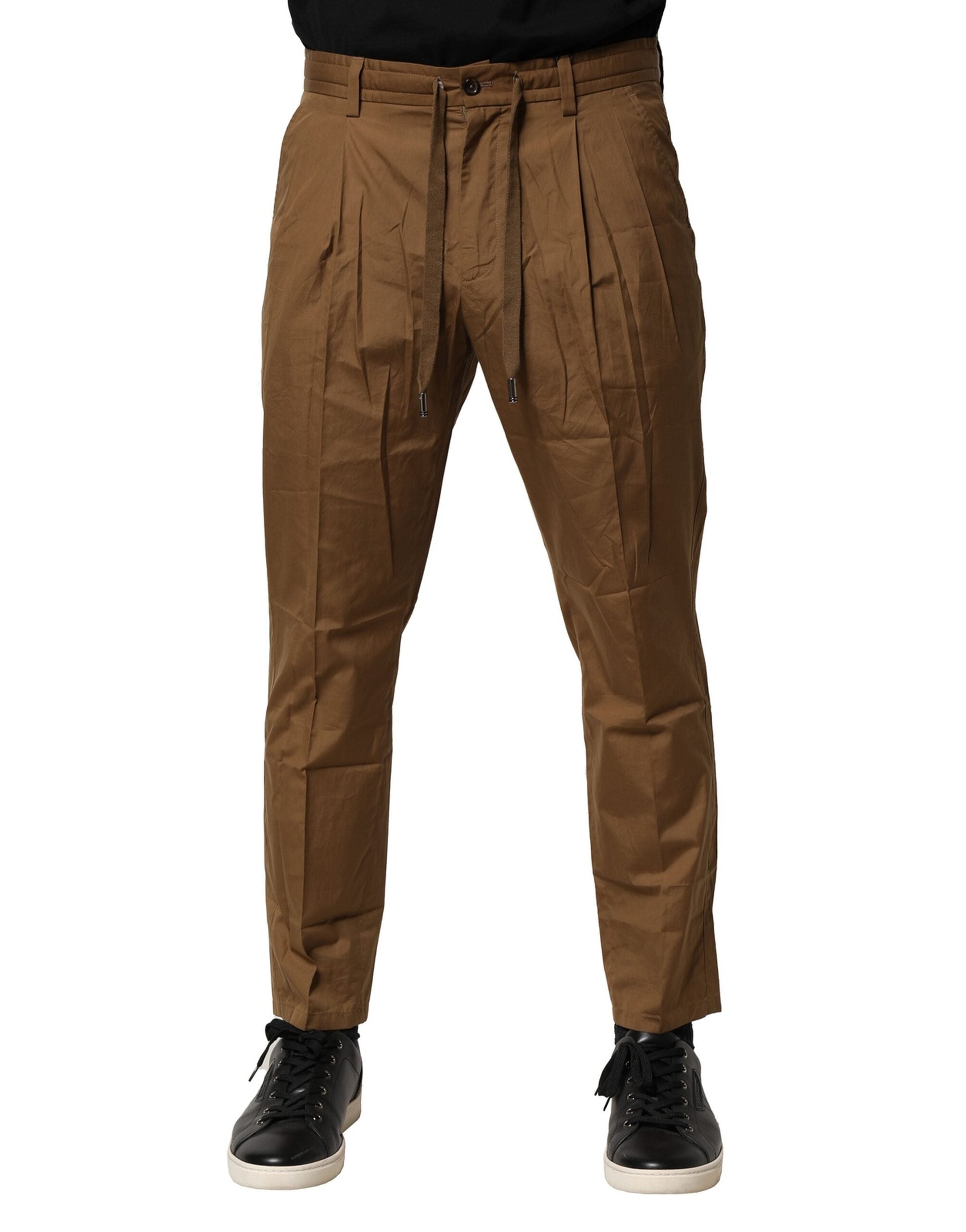 Dolce & Gabbana Brown Cotton Chino Mid Waist Men's Trousers