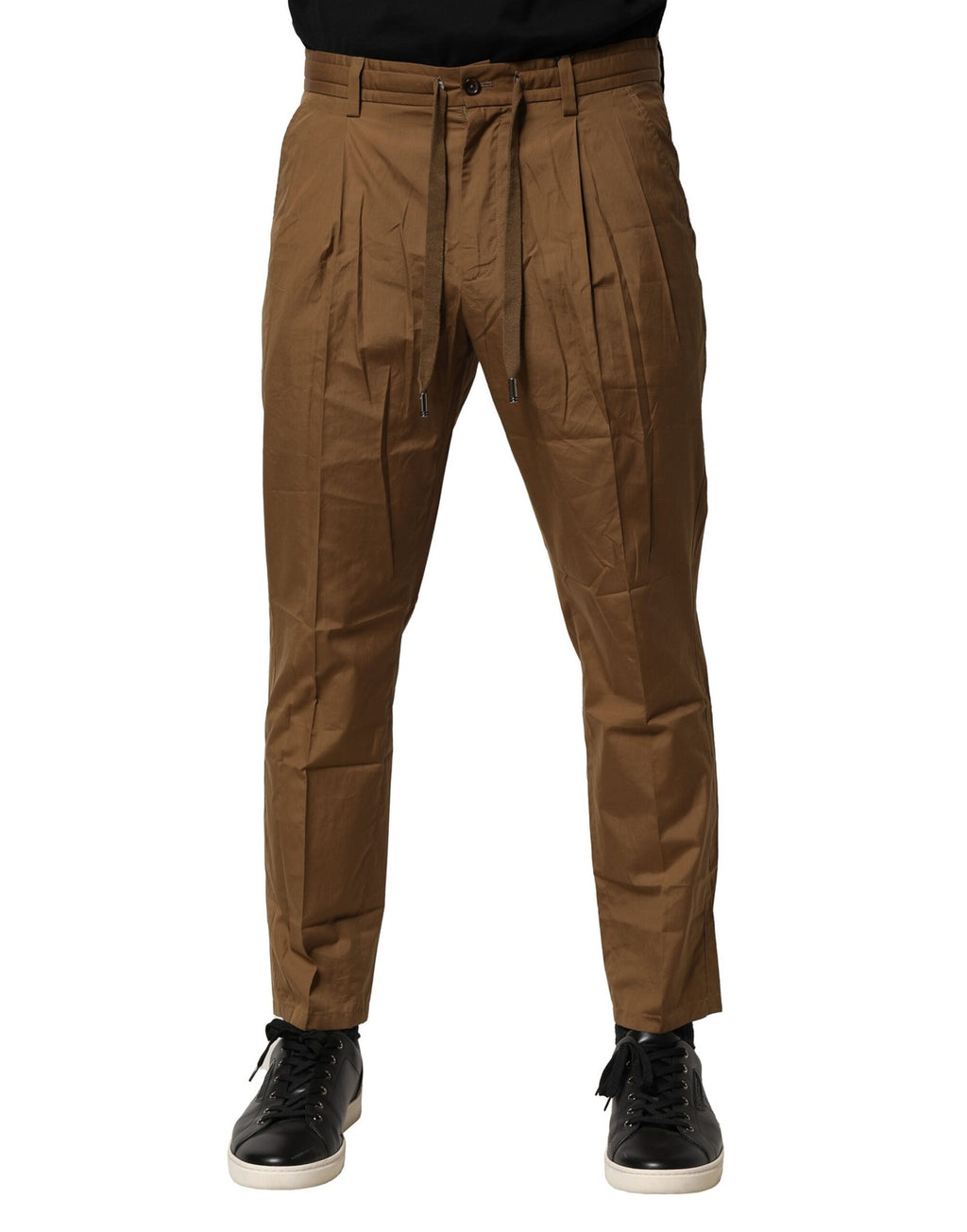 Dolce & Gabbana Brown Cotton Chino Mid Waist Men's Trousers