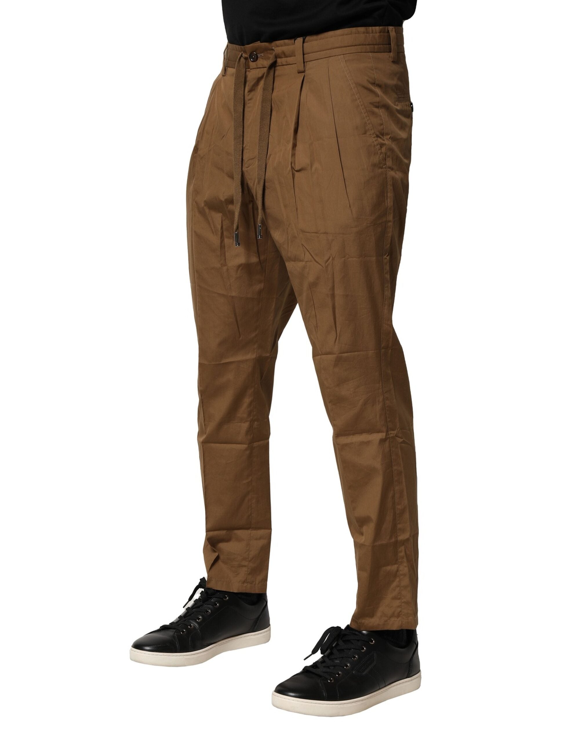 Dolce & Gabbana Brown Cotton Chino Mid Waist Men's Trousers